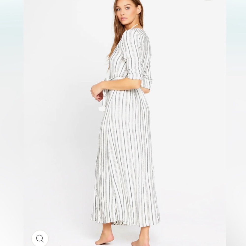 L*SPACE Tybee Black/White Stripe Maxi Wrap Dress XS - Picture 2 of 11
